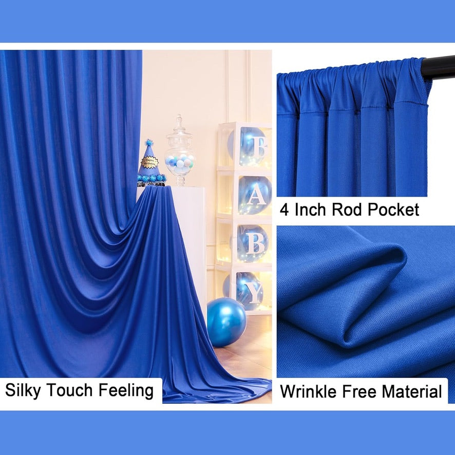 CORTINA 5 X 10 PIES  TELA INTERLACK ROYAL BLUE