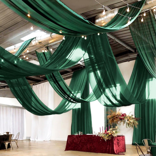 DRAPING TELA CHIFFON ( 36 PIES) 2 COSTURAS (  VERDE ESMERALDA )